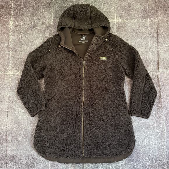 L.L. Bean Jackets & Blazers - Women's L.L Bean Mountain Pile Fleece Deep Pile Brown Parka Coat Jacket Sz XL